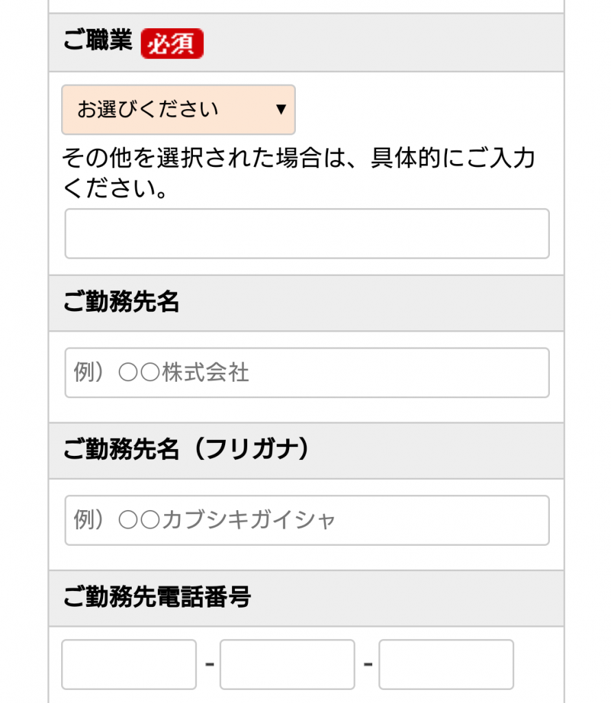 東京スター銀行口座申込み画面